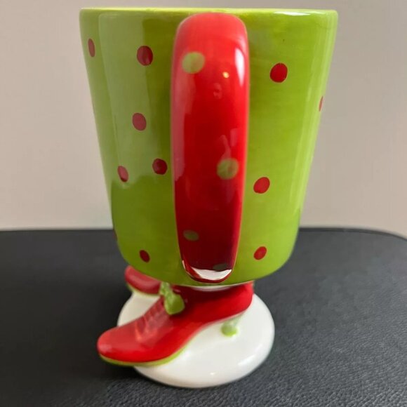 Christmas Elf Feet Coffee Cup Green And Red Ceramic Mug - Picture 2 of 7